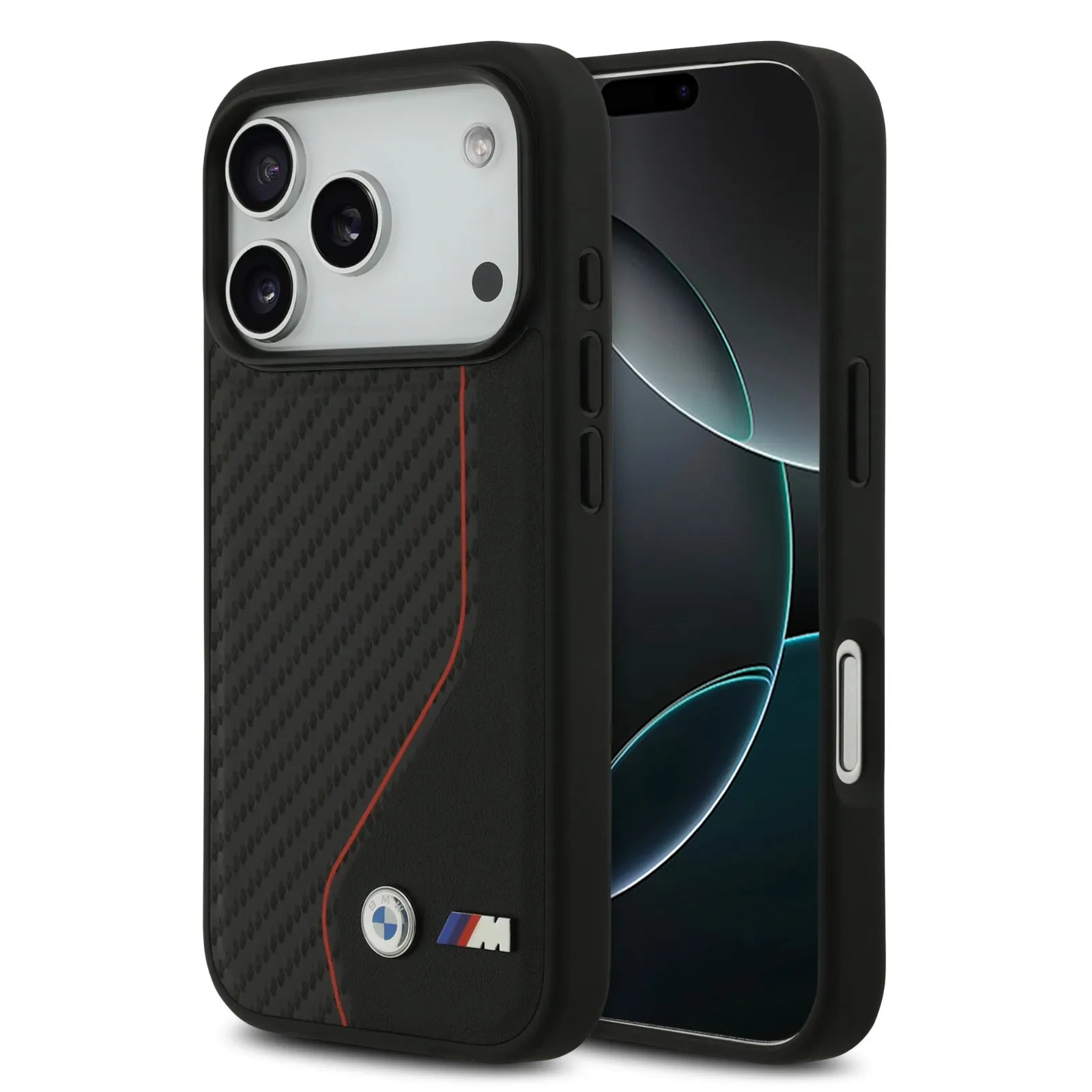 BMW PU Leather & Carbon Case With Colored Line Stitch