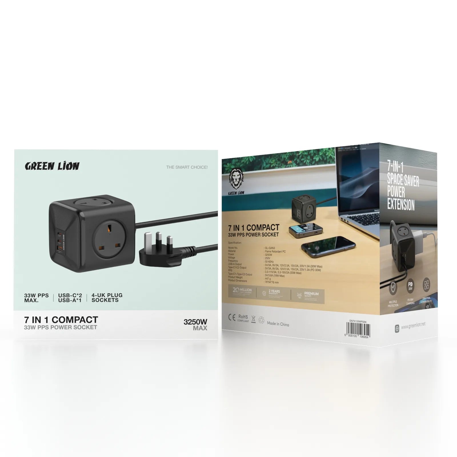 Green Lion 7 In 1 Compact 33W PPS Power Socket