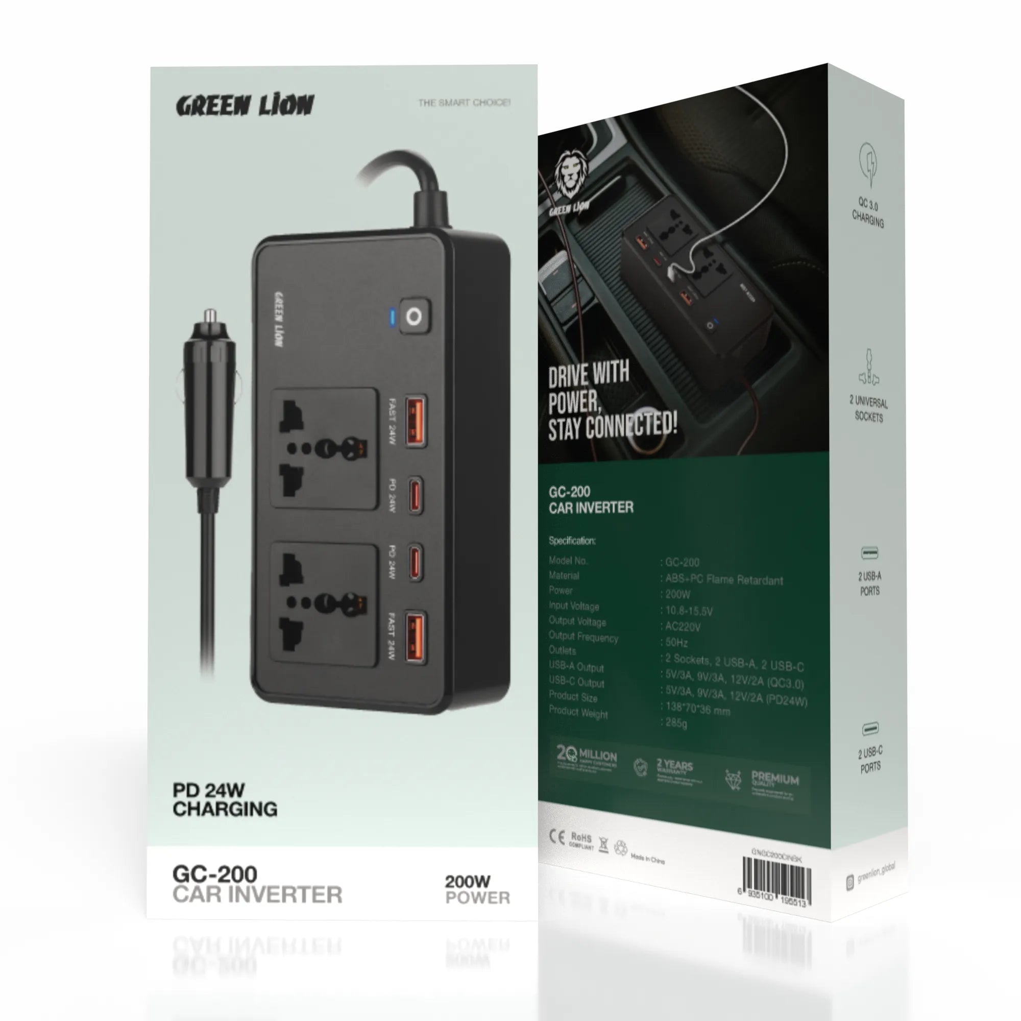 Green Lion GC-200 Car Inverter