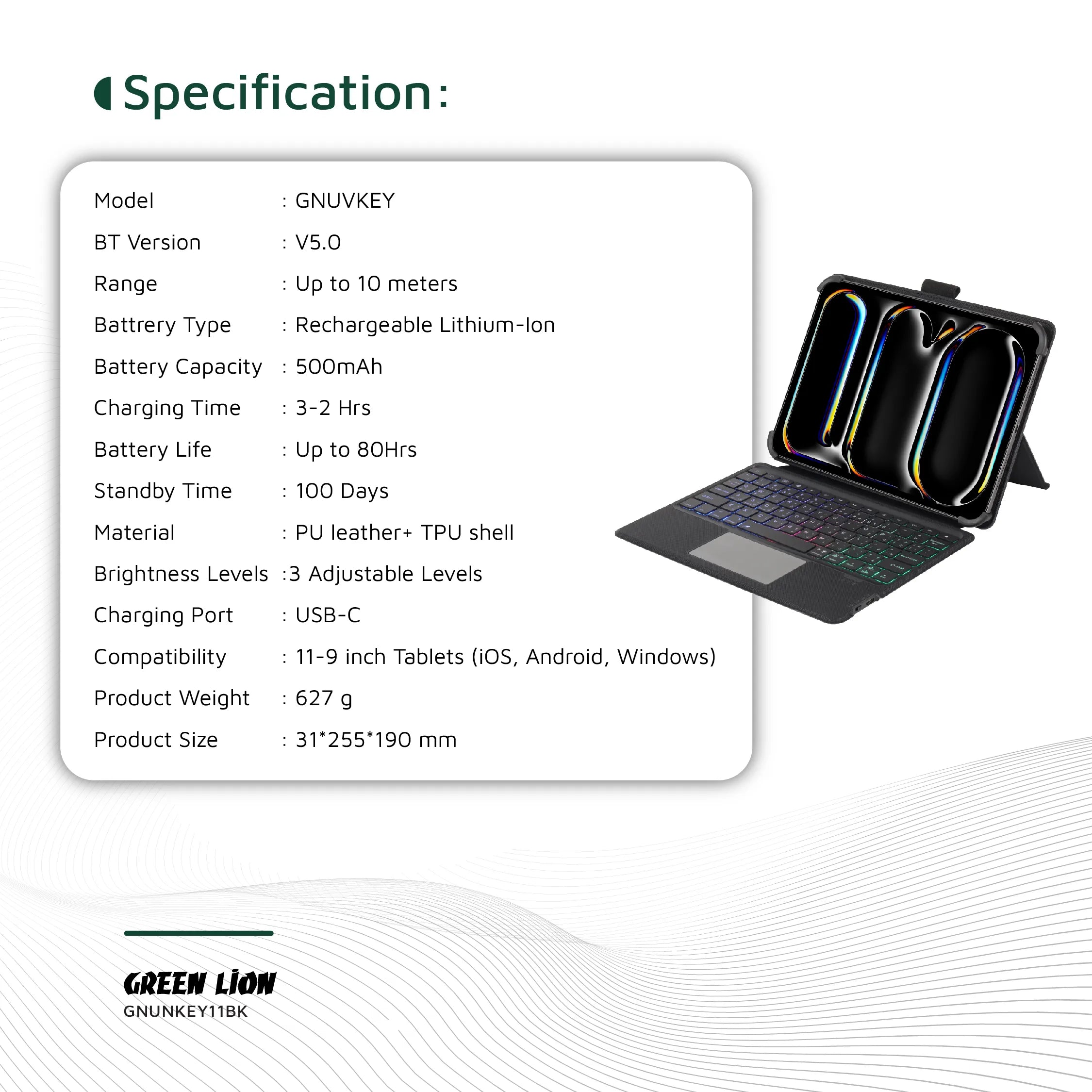 Green Lion Universal Smart Keyboard Case Arabic & English