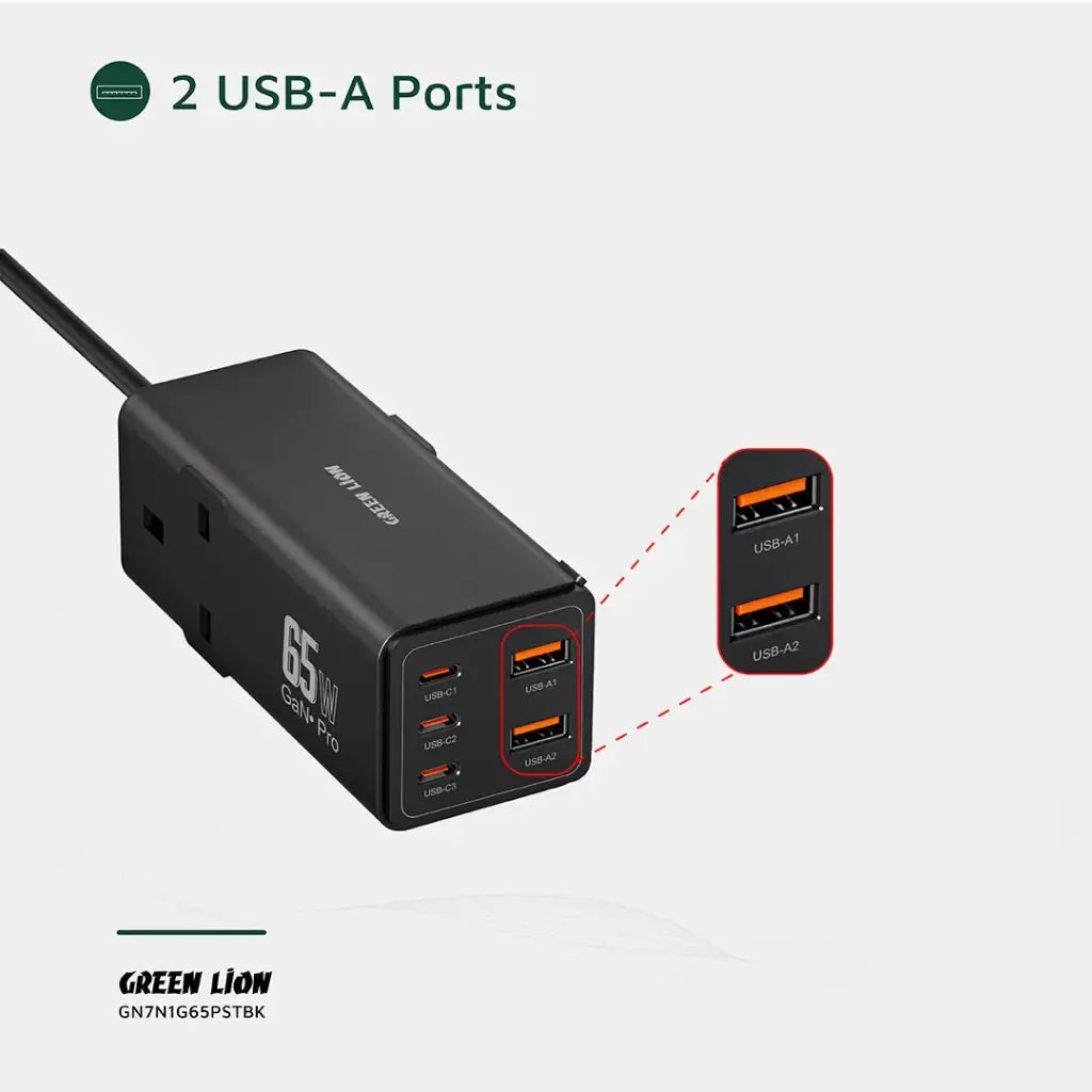 Green Lion 7 In 1 GaN 65W Power Strip