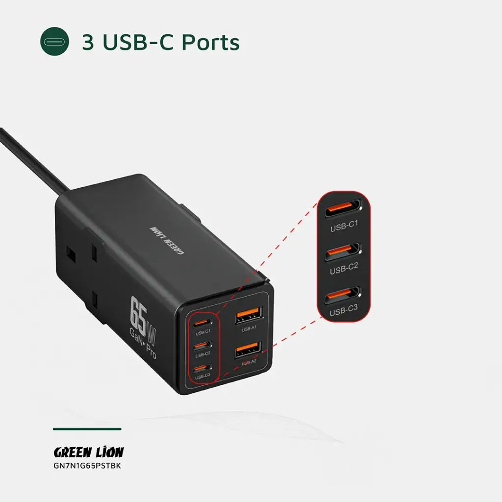 Green Lion 7 In 1 GaN 65W Power Strip