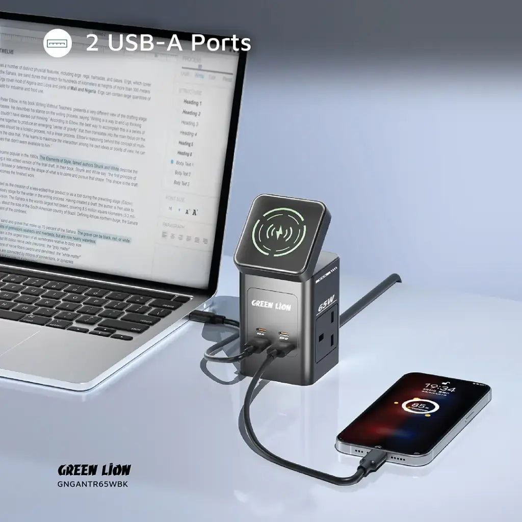 Green Lion GaN 65W Multi Port Travel Adapter