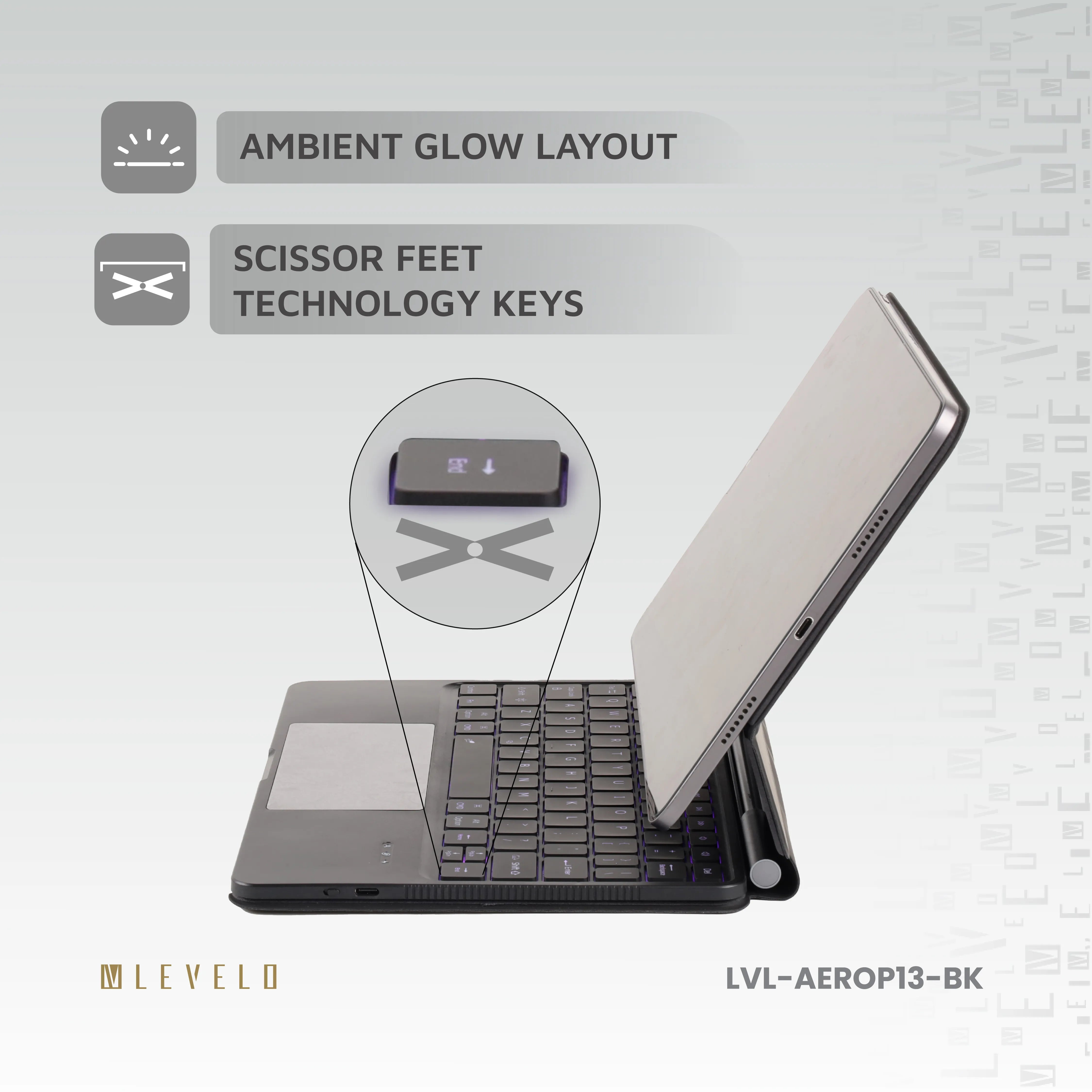 Levelo AeroBoard Pro Saffiano Leather Wireless Keyboard