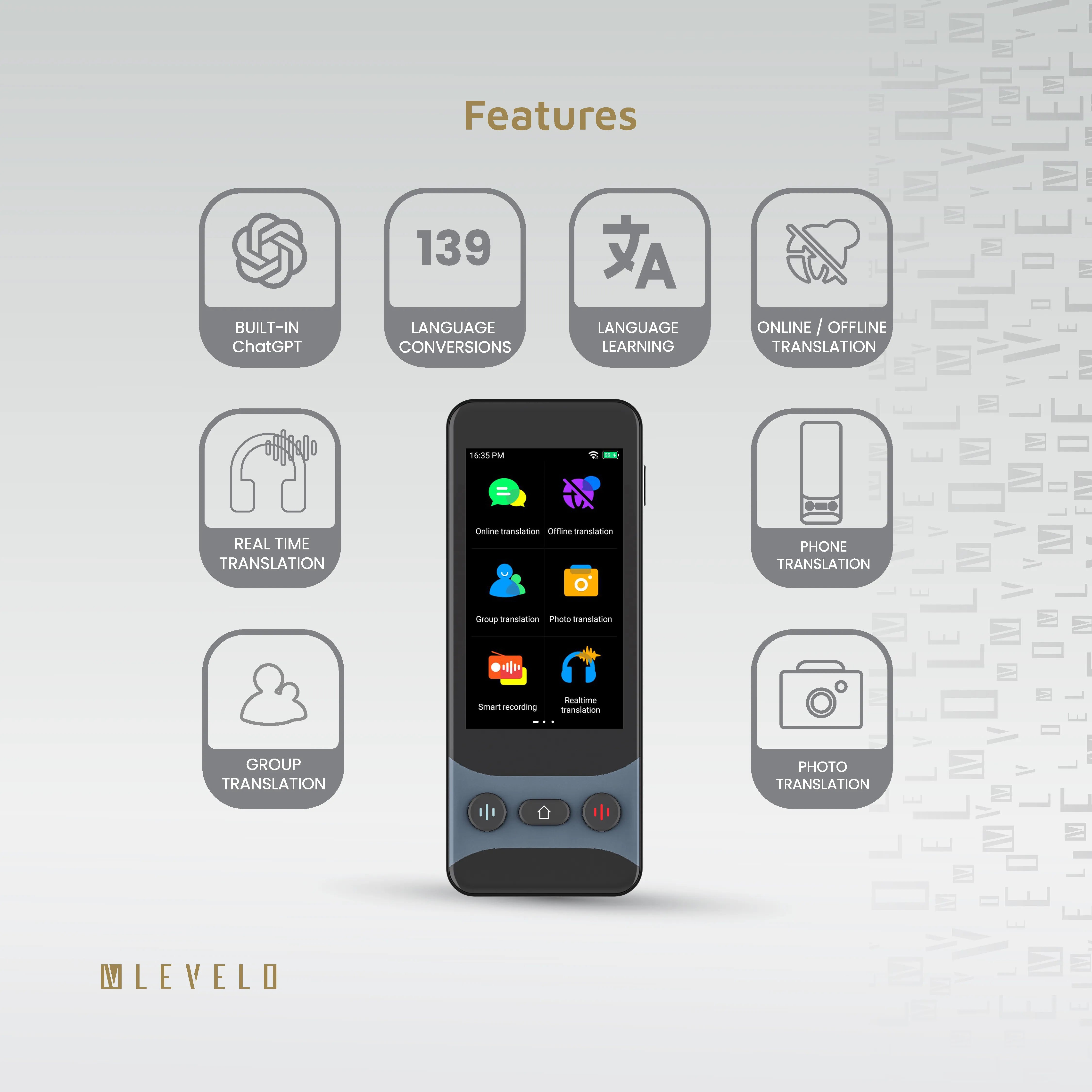 Levelo Fluent Link Offline & Online Voice Translator