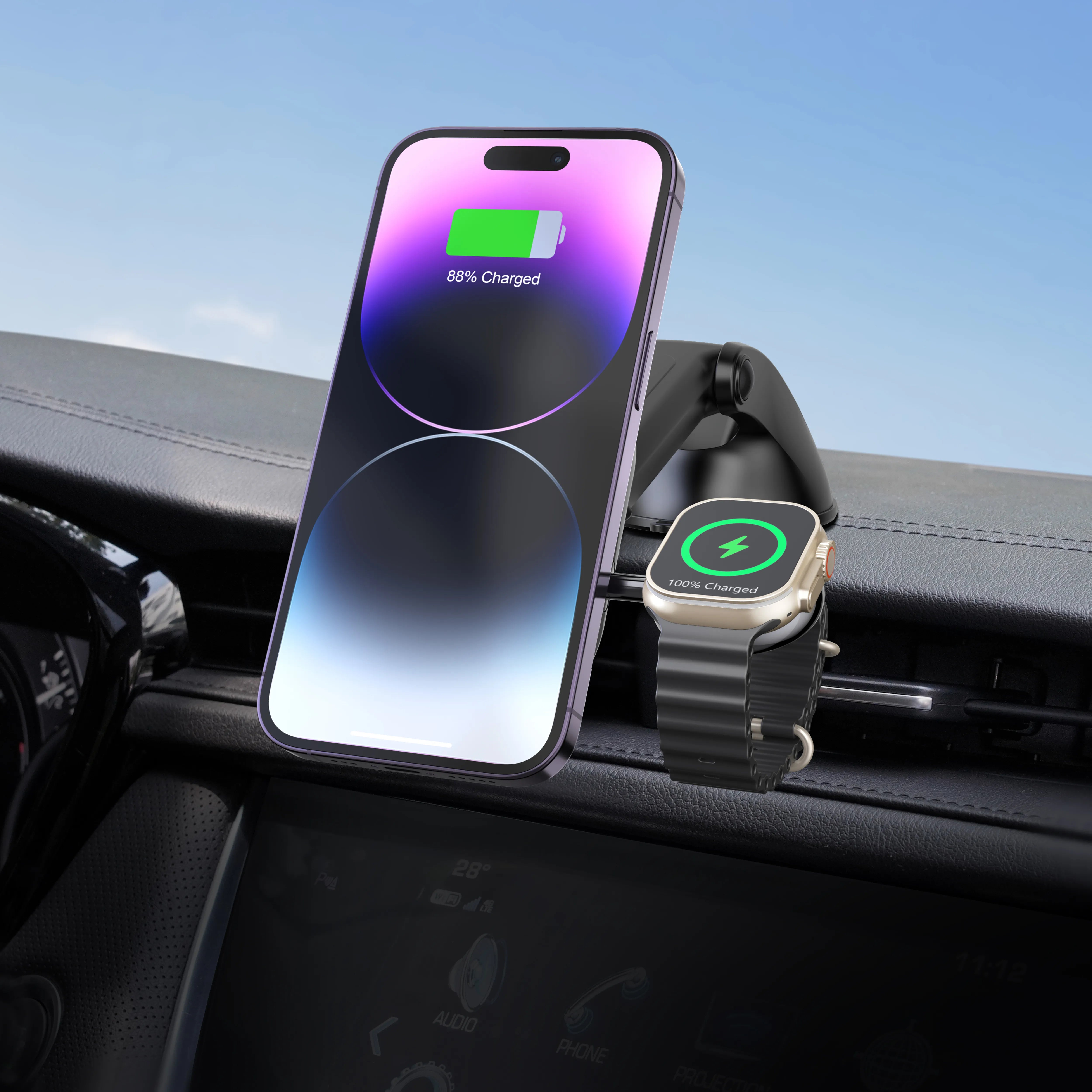 Levelo Siena 2 In 1 Wireless Car Charger