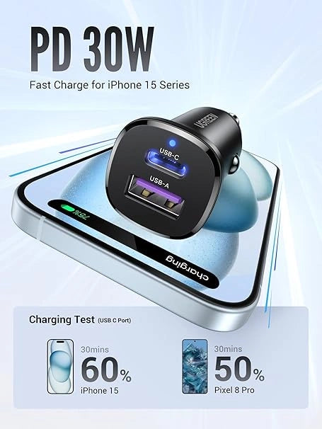 UGREEN 30W Dual Port Car Charger