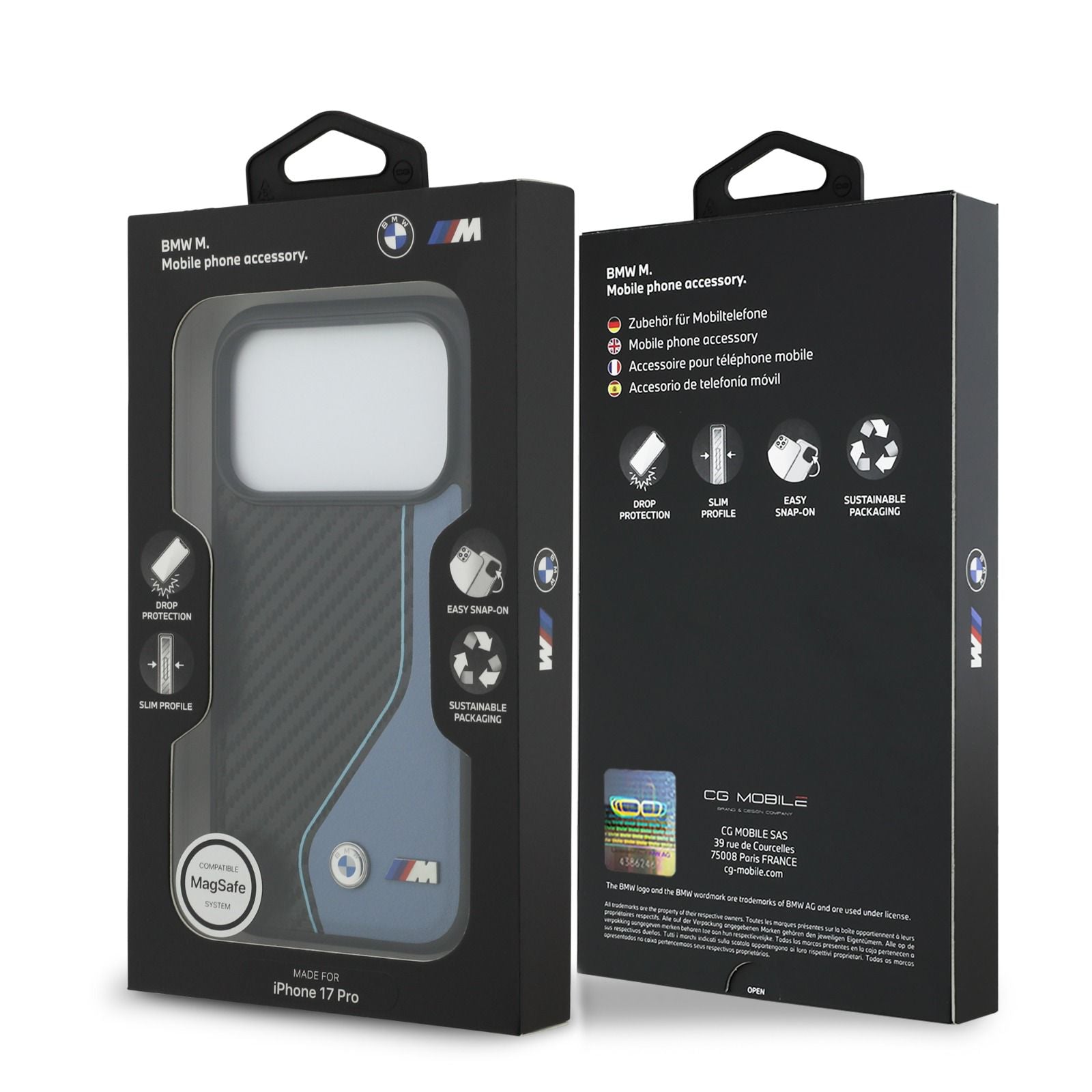 BMW PU Leather & Carbon Case With Colored Line Stitch