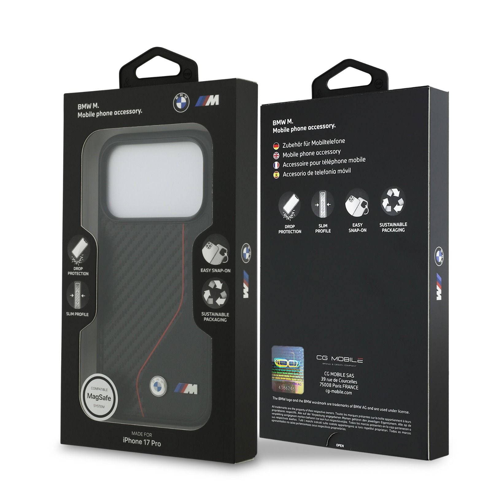 BMW PU Leather & Carbon Case With Colored Line Stitch