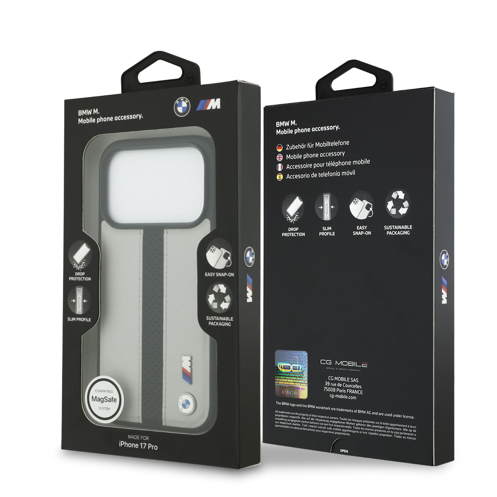 BMW PU Leather Case With Perforated Stripes & Metal Logos