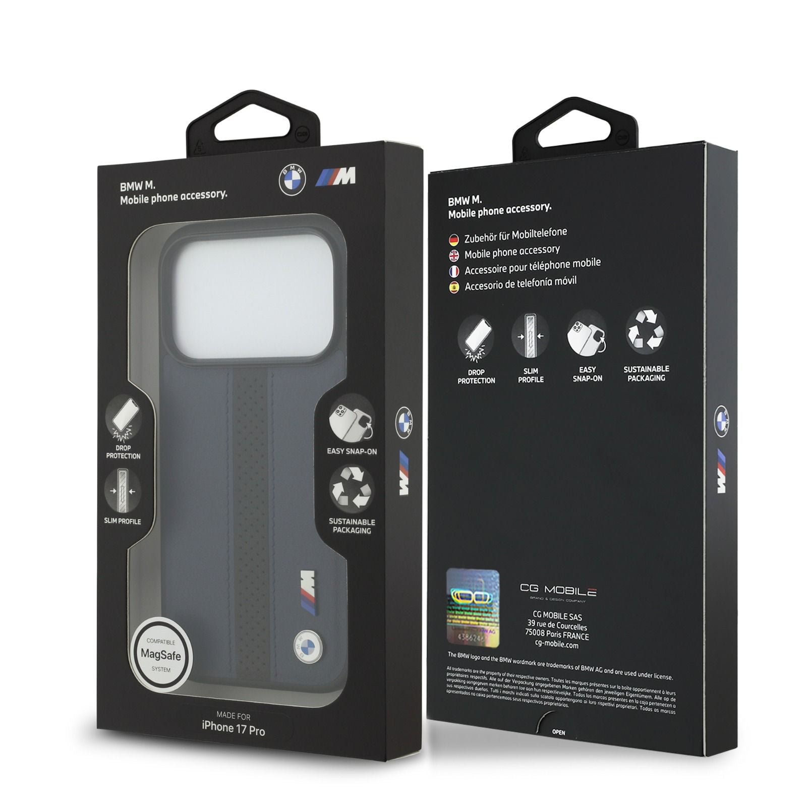 BMW PU Leather Case With Perforated Stripes & Metal Logos