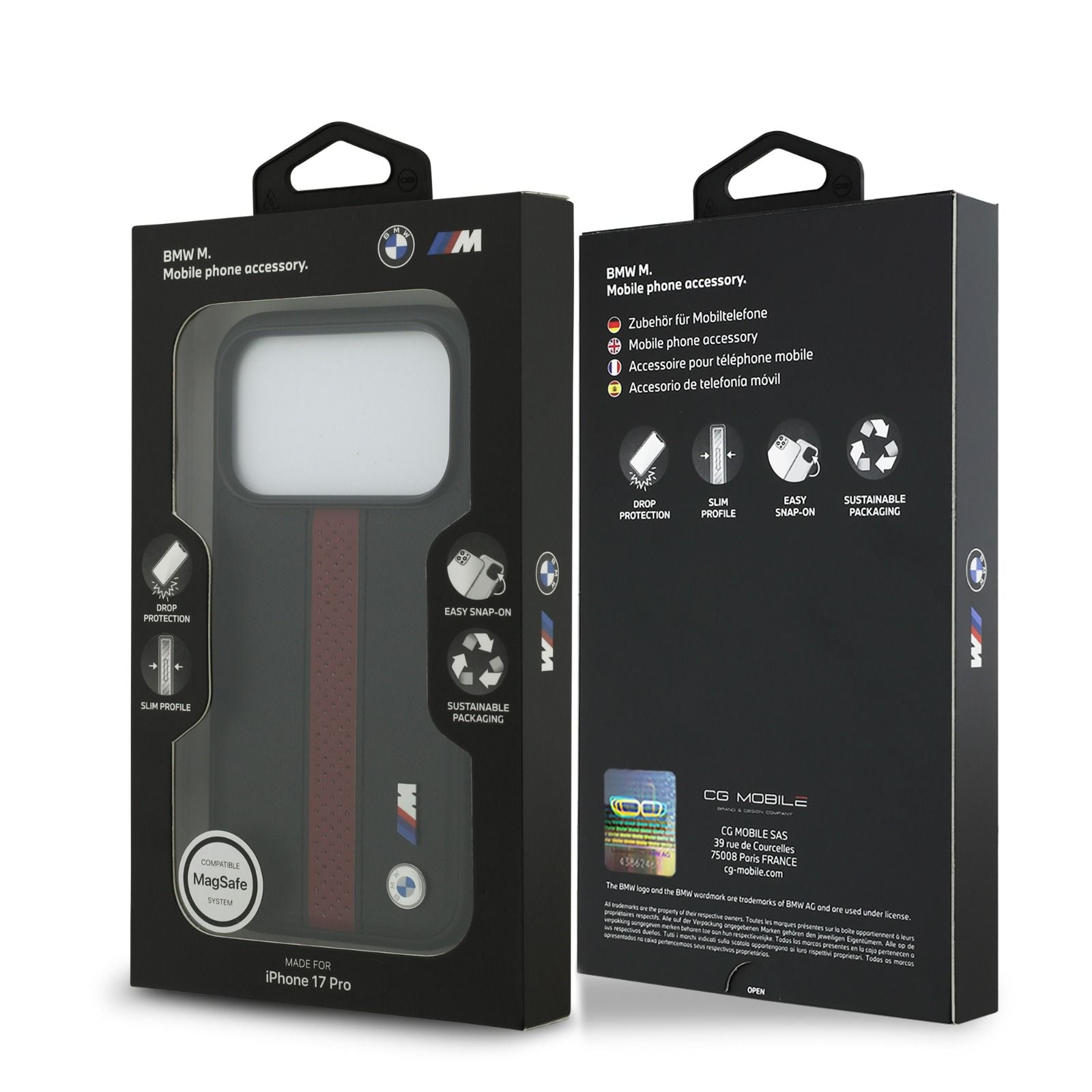 BMW PU Leather Case With Perforated Stripes & Metal Logos