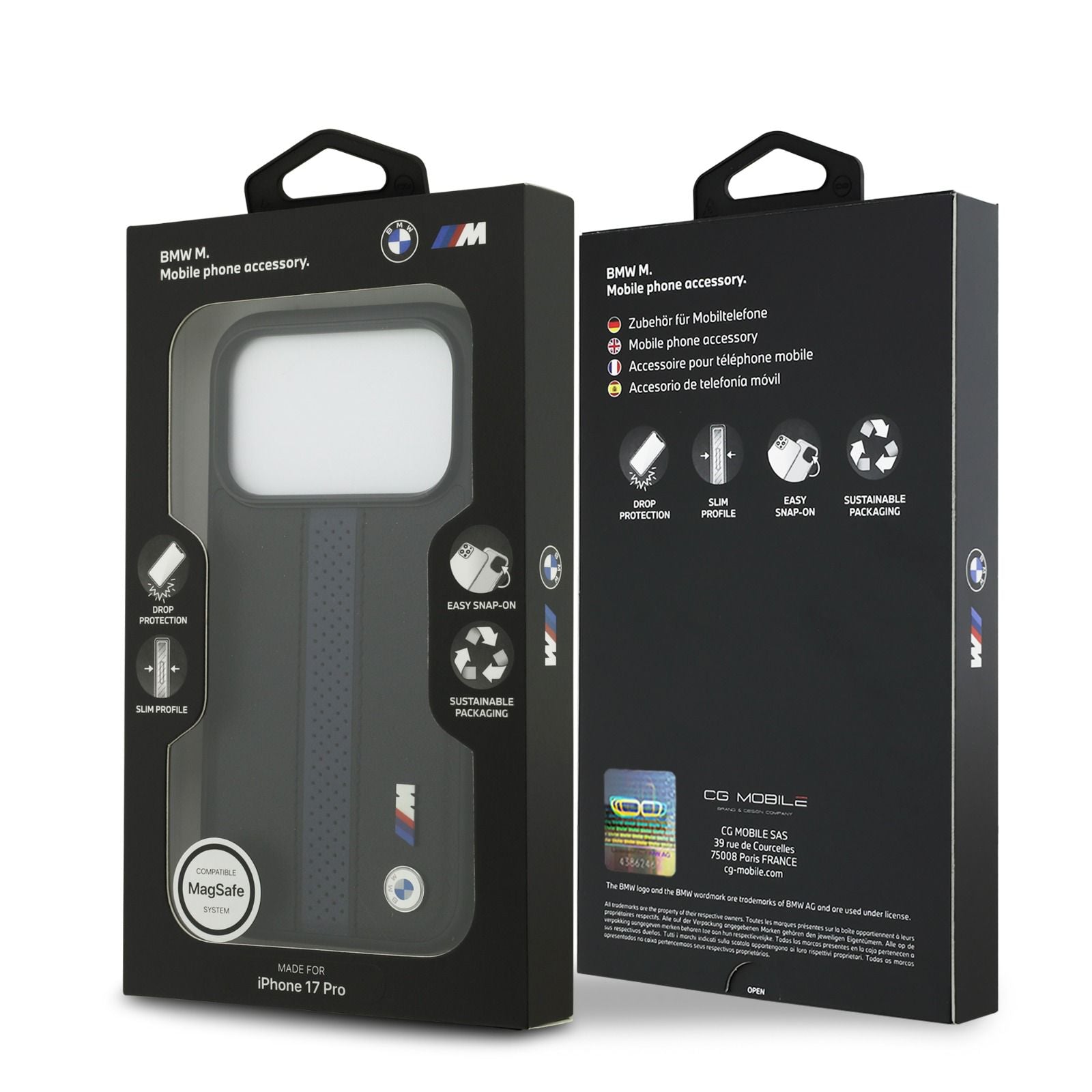 BMW PU Leather Case With Perforated Stripes & Metal Logos