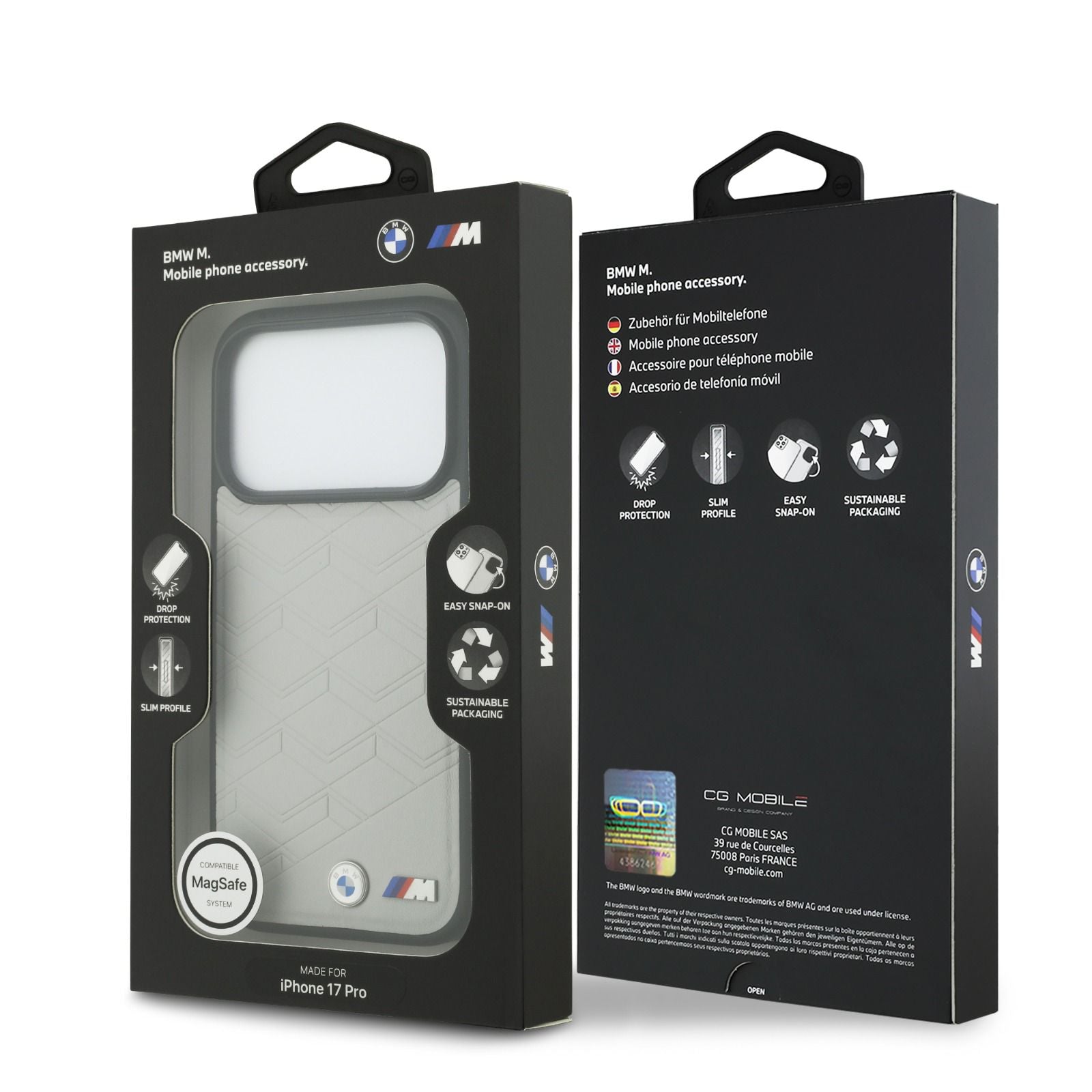 BMW MagSafe PU Seat Shaped Leather Case With Metal Logos
