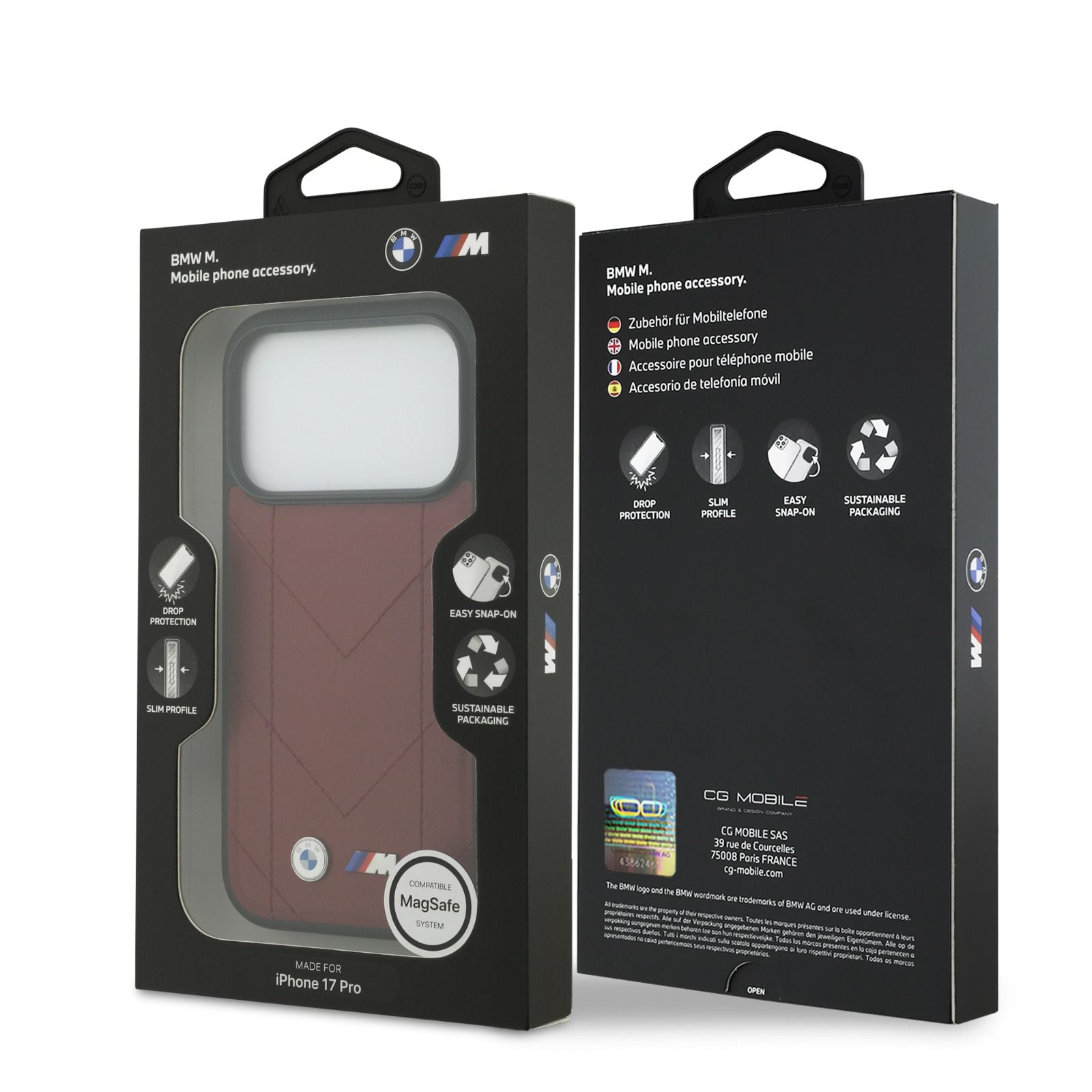 BMW MagSafe PU Quilted Leather Case With Metal Logo