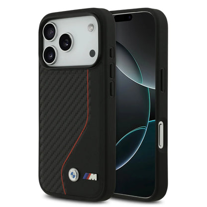 BMW PU Leather & Carbon Case With Colored Line Stitch