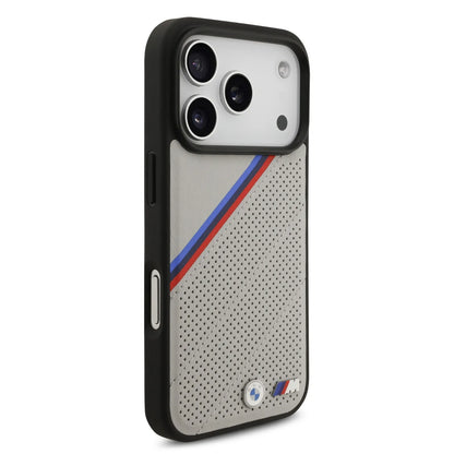 BMW MagSafe PU Leather Case With Tricolor Slanted Stripes & Metal Logos