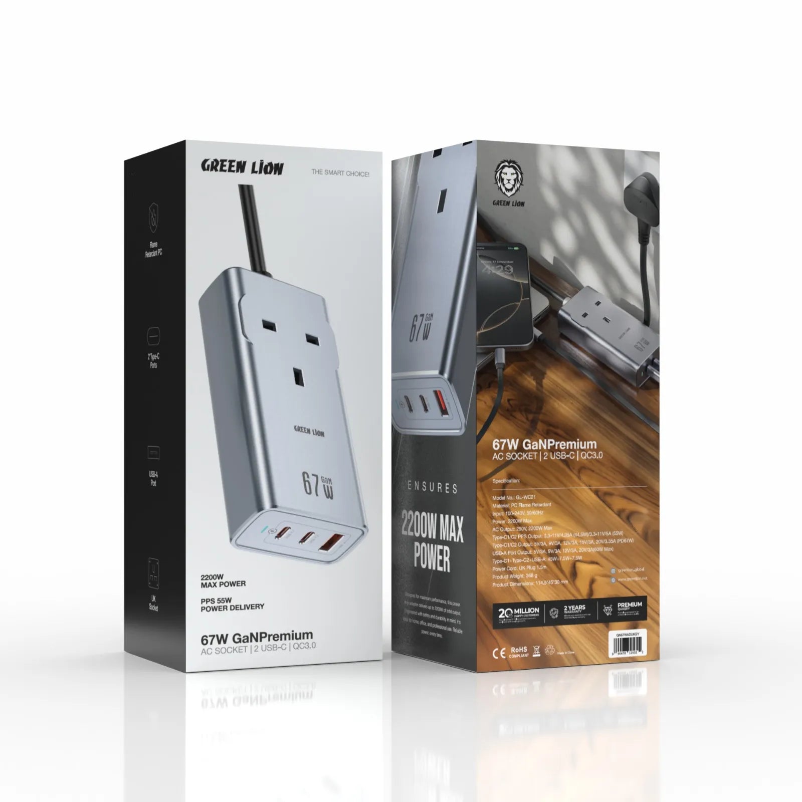 Green Lion 67W GaNPremium AC Socket