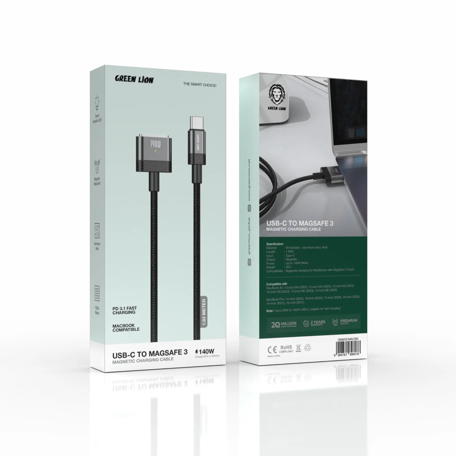 Green Lion USB-C to MagSafe 3 Magnetic Charging Cable