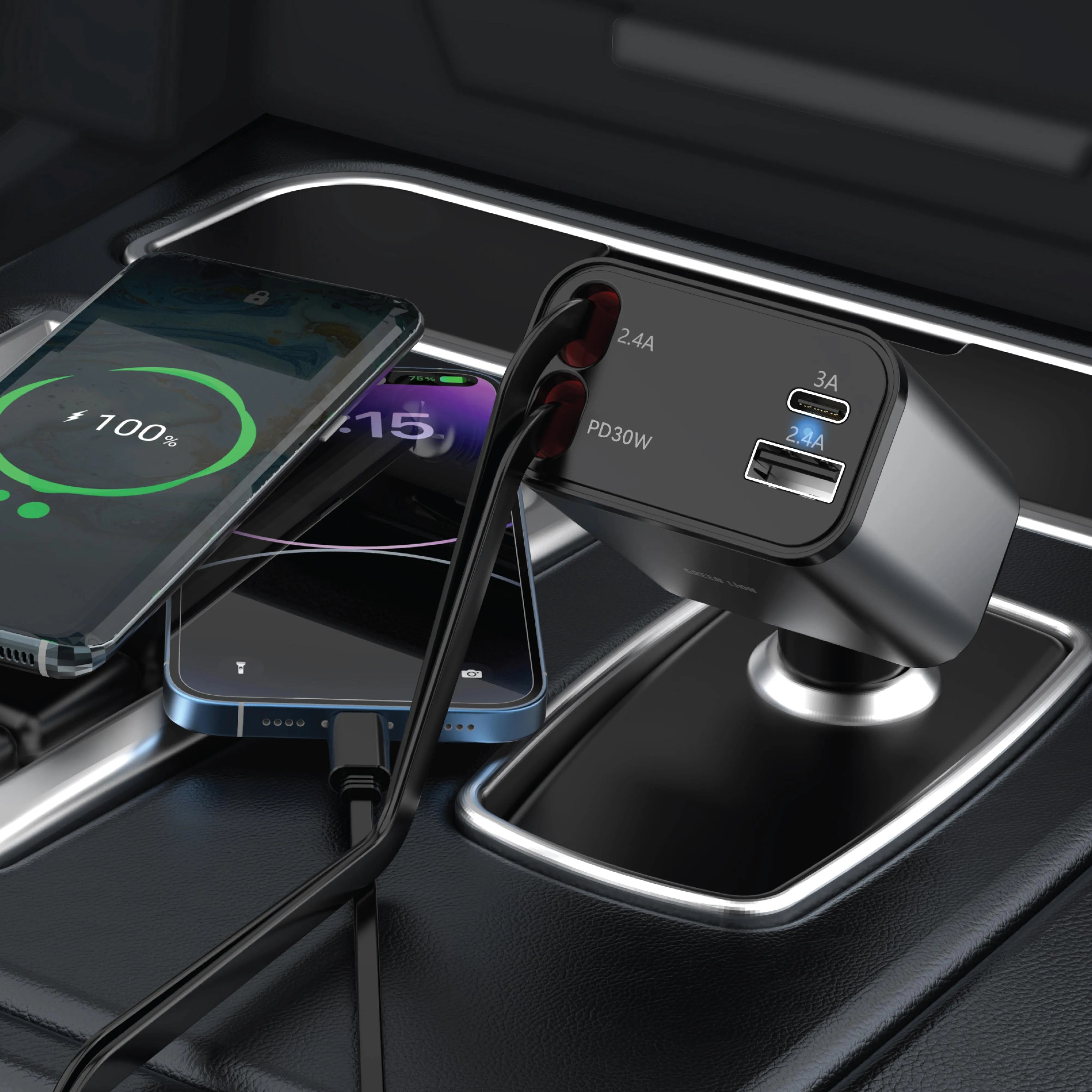 Green Lion Green Lion Retractable 50W Car Charger