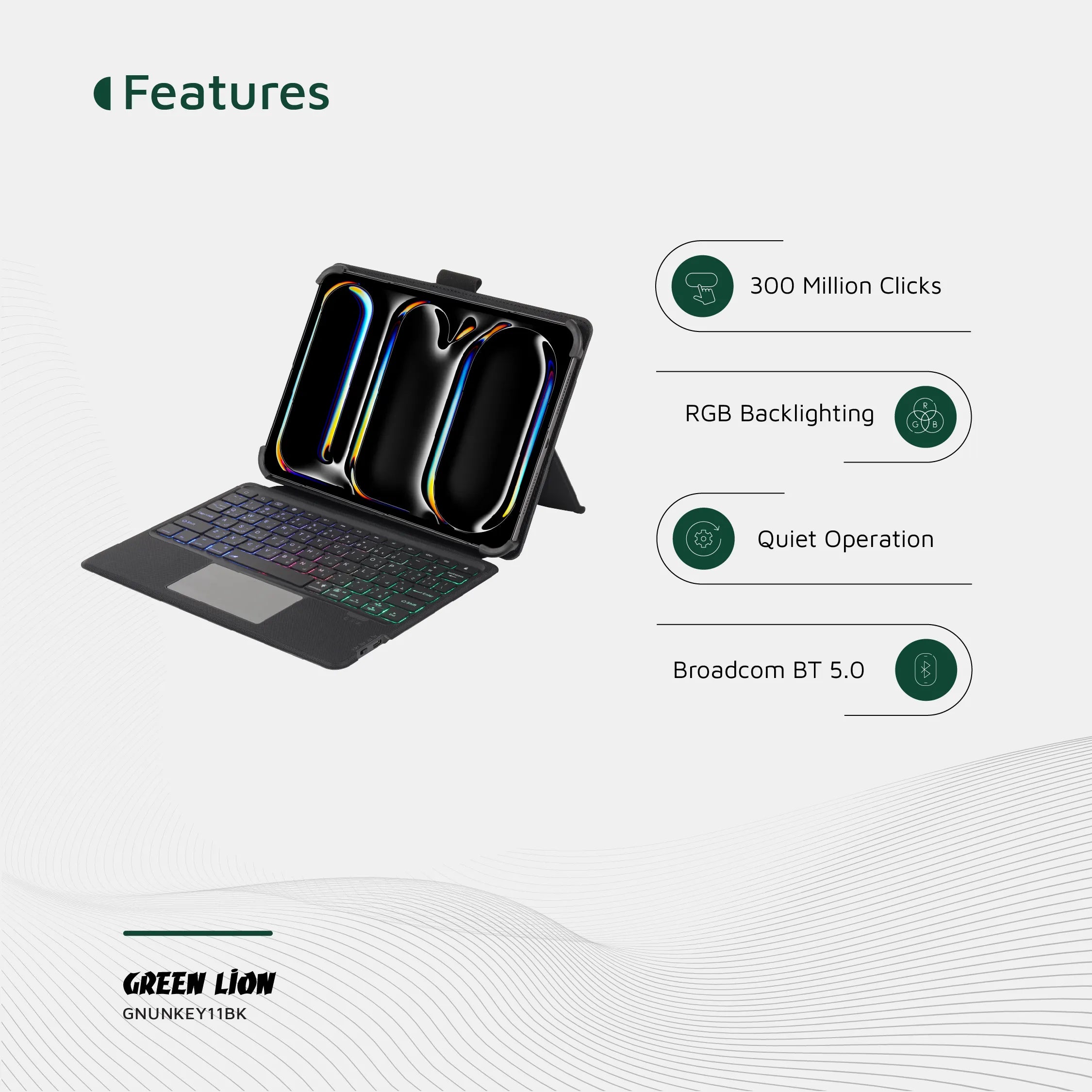 Green Lion Universal Smart Keyboard Case Arabic & English