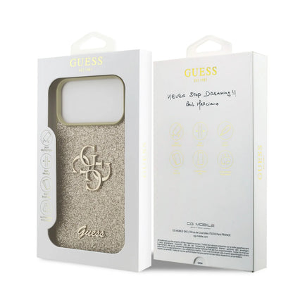 Guess PU Glitter Case With Big 4G Metal Logo