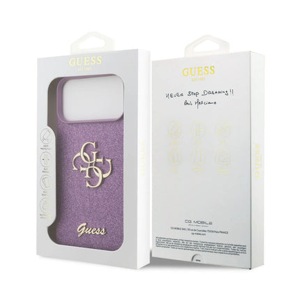 Guess PU Glitter Case With Big 4G Metal Logo