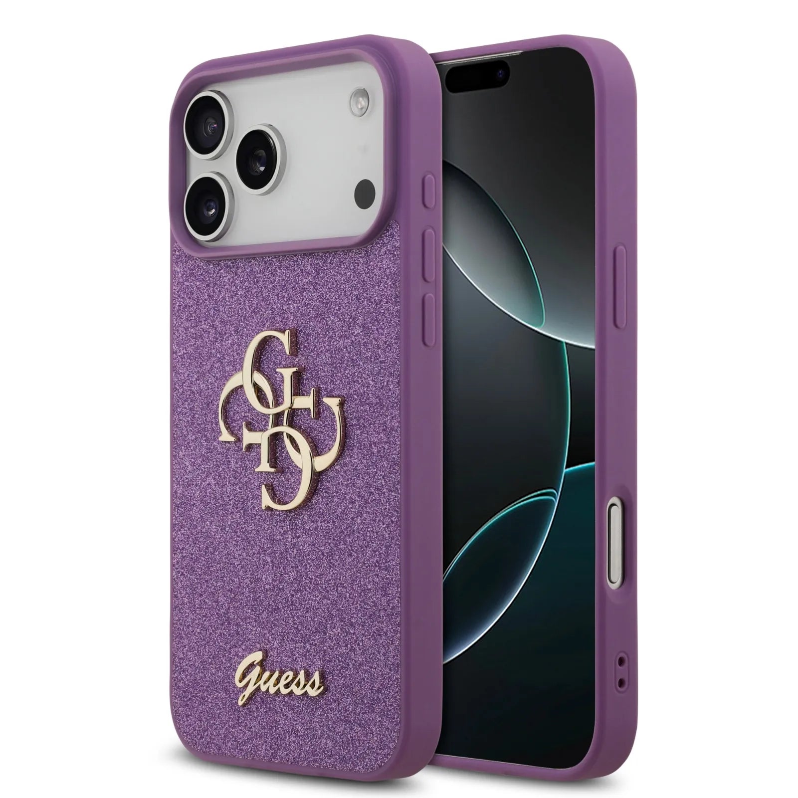 Guess PU Glitter Case With Big 4G Metal Logo