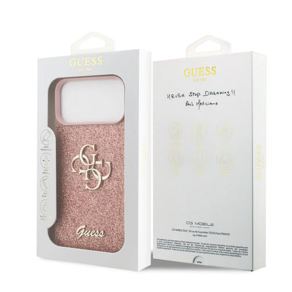 Guess PU Glitter Case With Big 4G Metal Logo