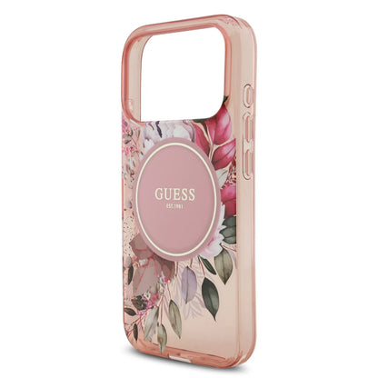 Guess MagSafe IML Case With Flowers Pattern & Lanyard