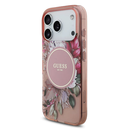 Guess MagSafe IML Case With Flowers Pattern & Lanyard