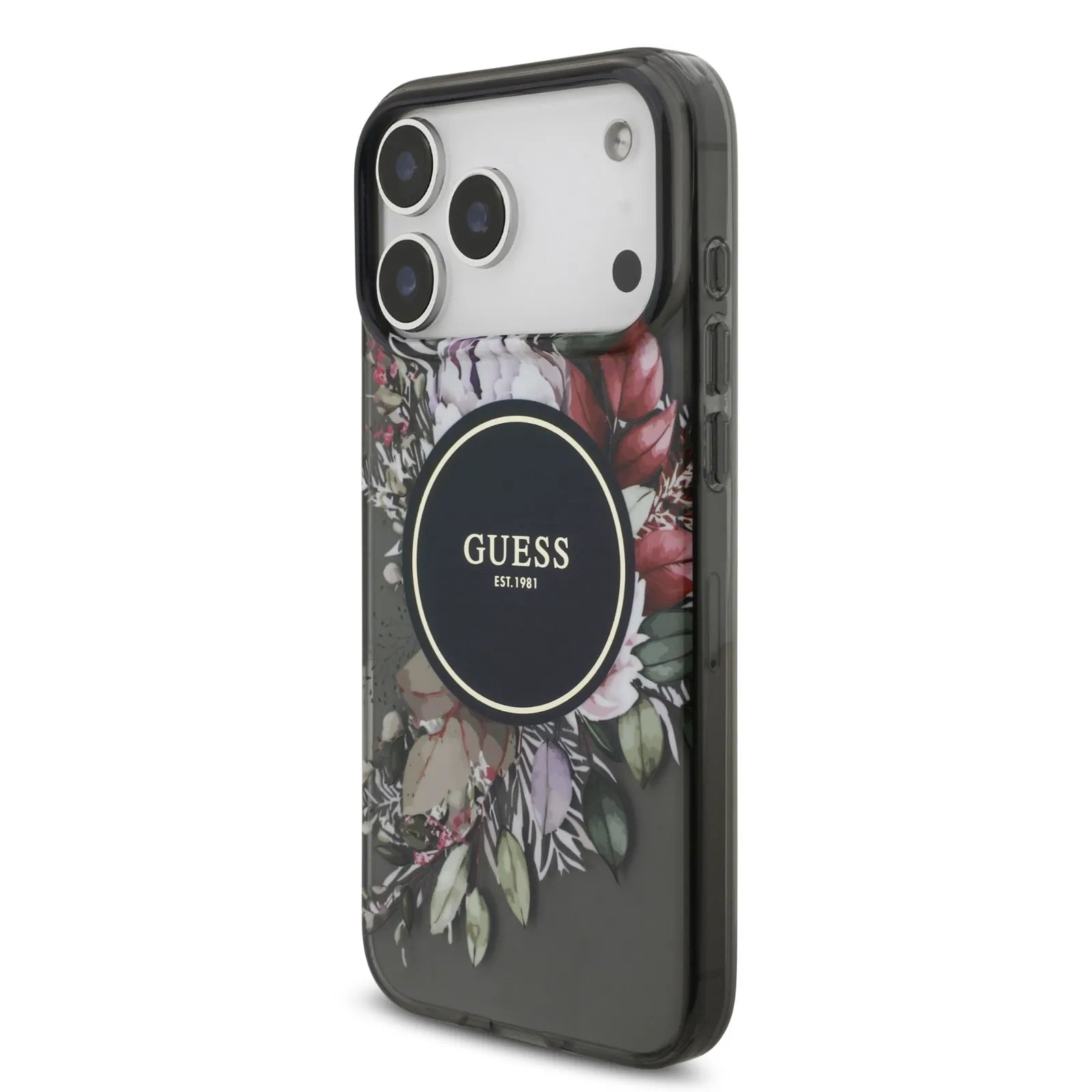 Guess MagSafe IML Case With Flowers Pattern & Lanyard