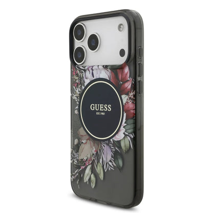 Guess MagSafe IML Case With Flowers Pattern & Lanyard