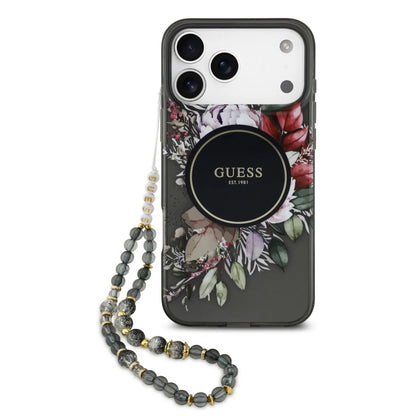 Guess MagSafe IML Case With Flowers Pattern & Lanyard