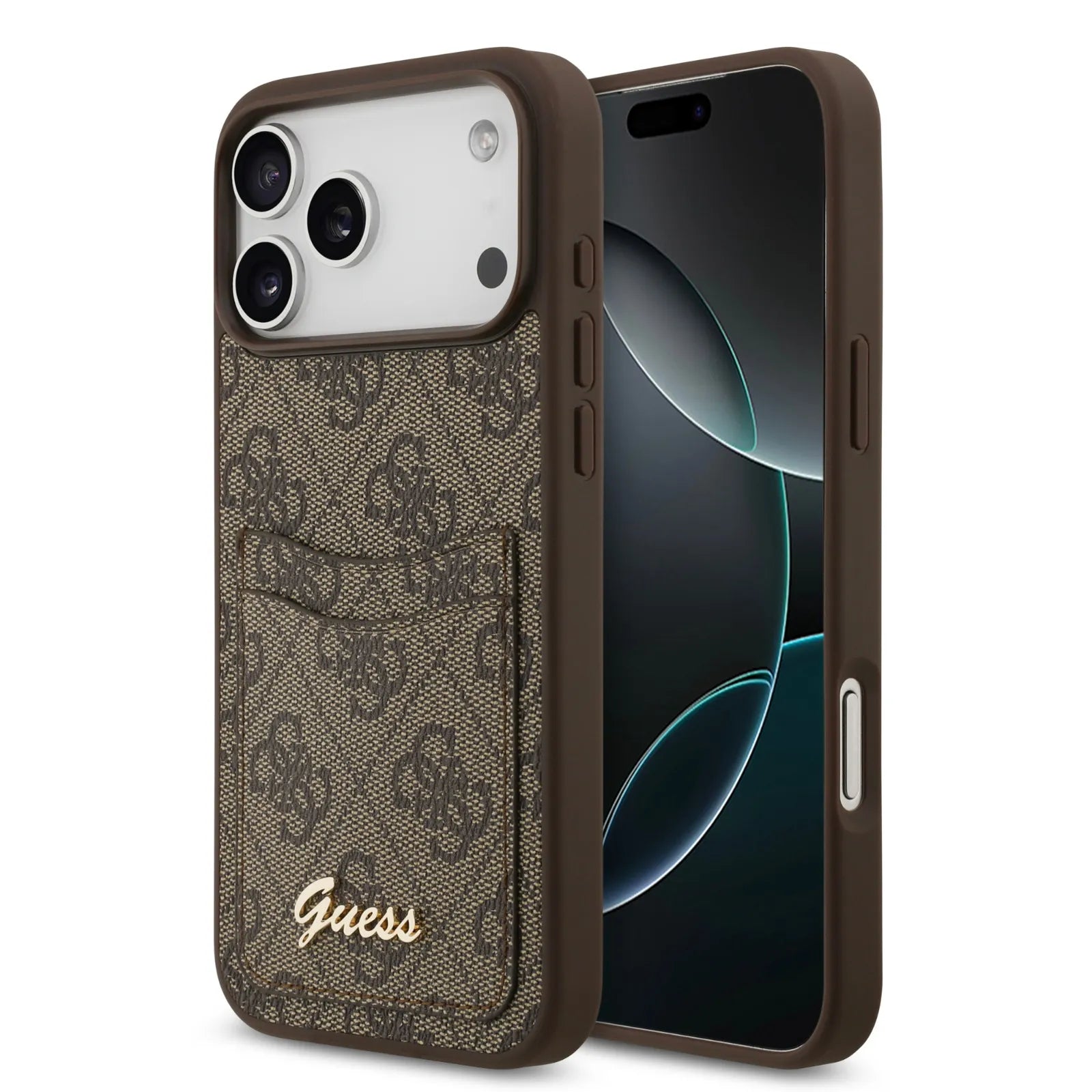 Guess PU Case With Card Slot & Script Metal Logo