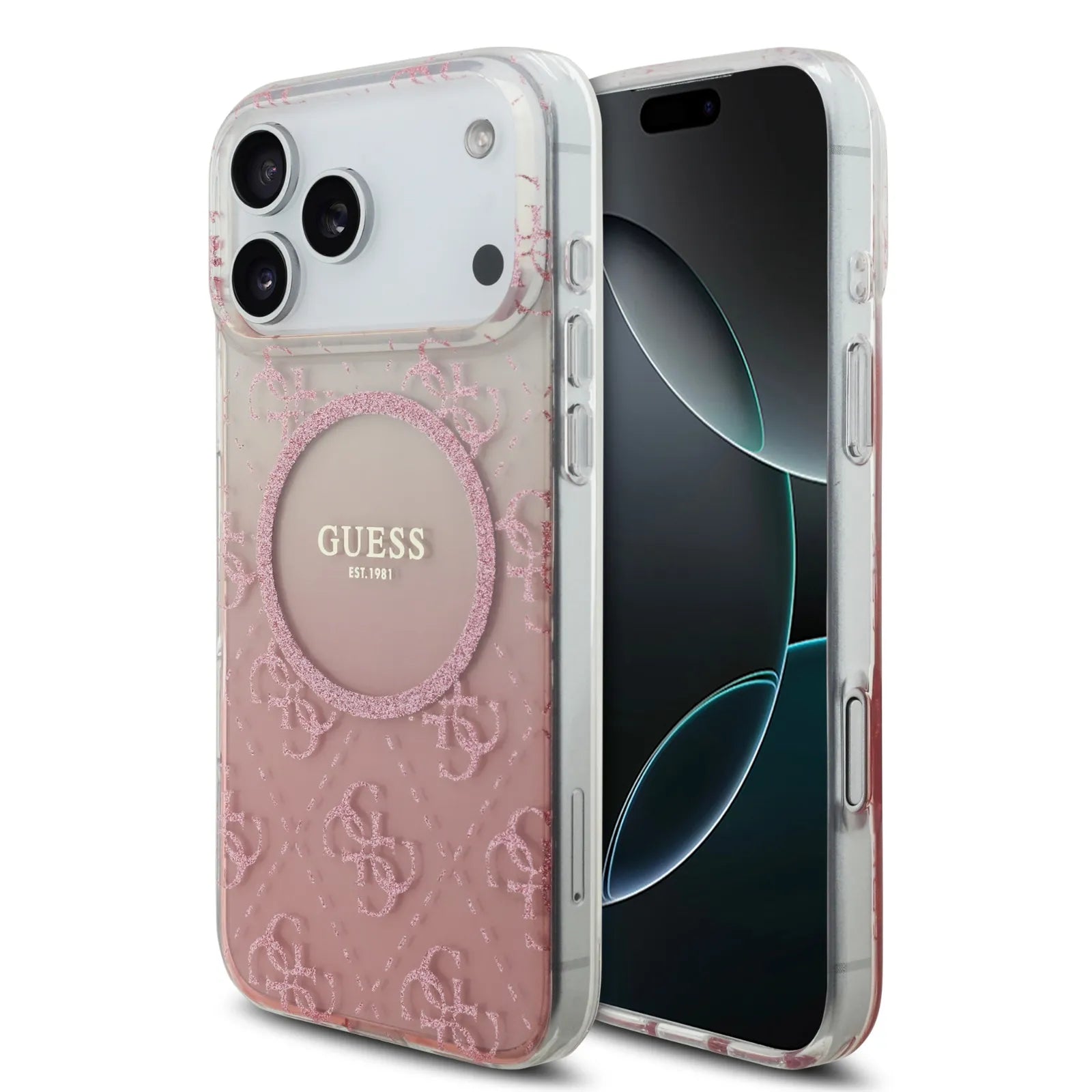 Guess MagSafe PC+TPU Case With Gradient Glitter