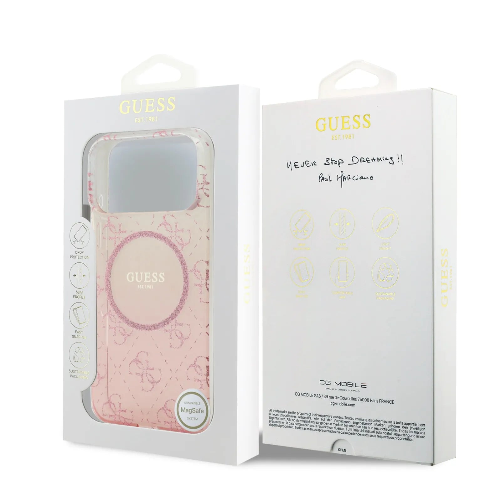 Guess MagSafe PC+TPU Case With Gradient Glitter