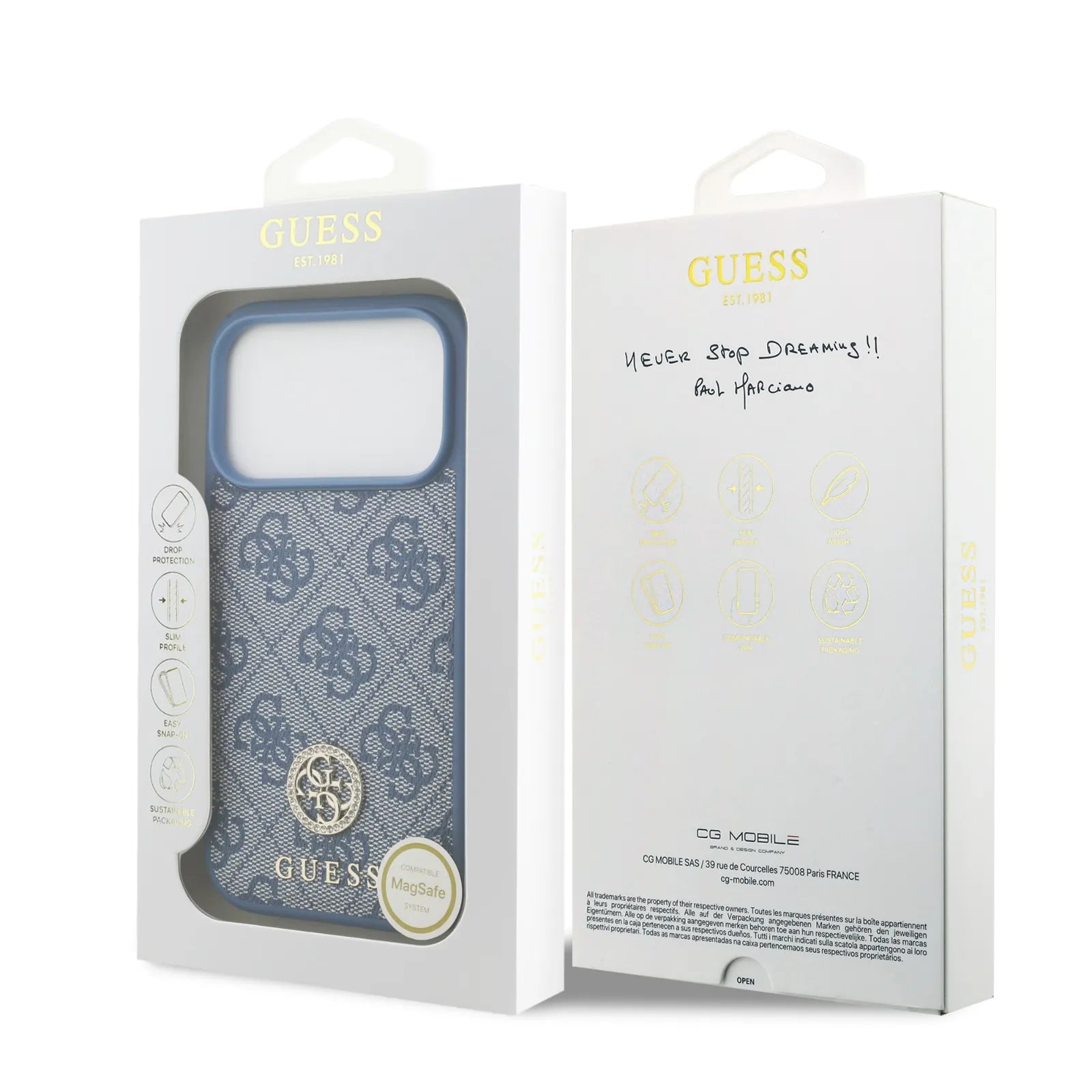 Guess MagSafe 4G PU Leather Case With Classic & Strass Logo