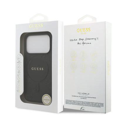 Guess MagSafe PU Leather Case With Peony Hot Stamp Design With Classic Logo