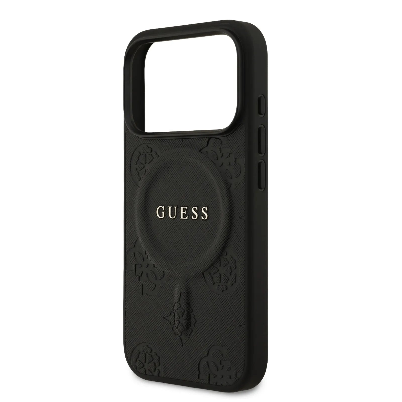 Guess MagSafe PU Leather Case With Peony Hot Stamp Design With Classic Logo