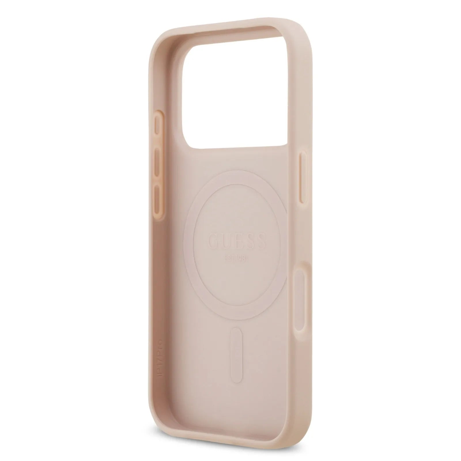 Guess MagSafe PU Leather Case With Peony Hot Stamp Design With Classic Logo
