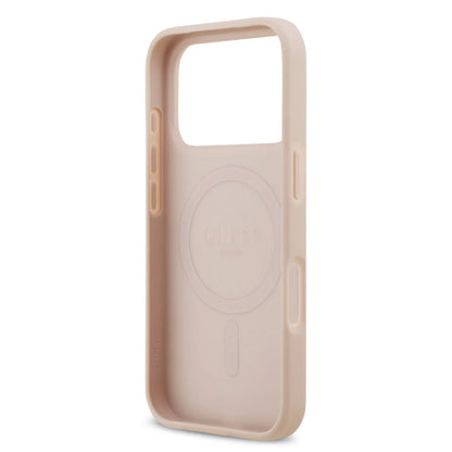 Guess MagSafe PU Leather Case With Peony Hot Stamp Design With Classic Logo