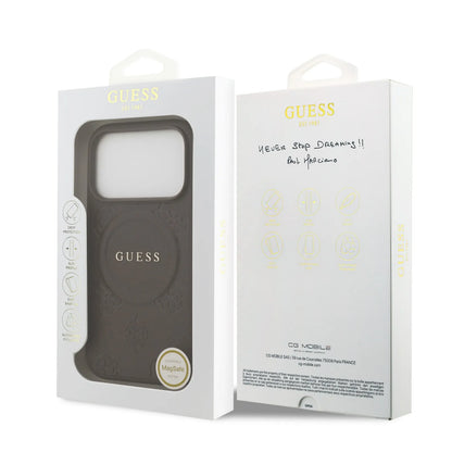 Guess MagSafe PU Leather Case With Peony Hot Stamp Design With Classic Logo