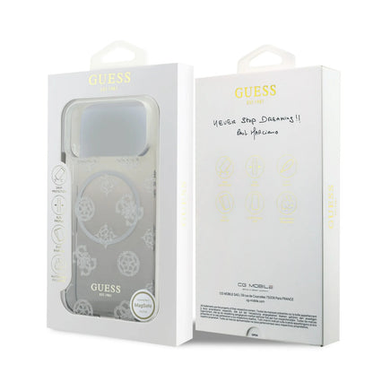 Guess MagSafe PC+TPU Case With Gradient Peony & Glitter Pattern