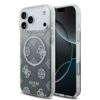 Guess MagSafe PC+TPU Case With Gradient Peony & Glitter Pattern