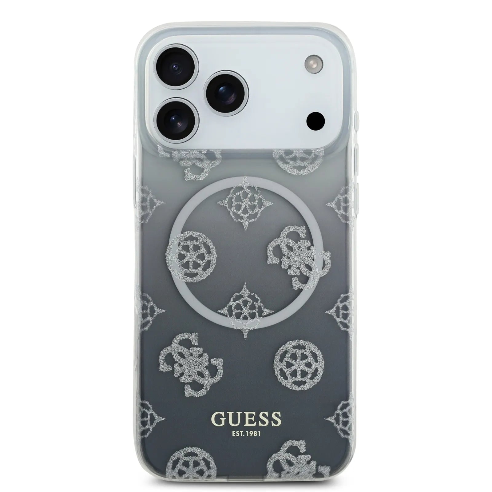Guess MagSafe PC+TPU Case With Gradient Peony & Glitter Pattern
