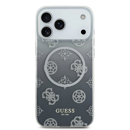 Guess MagSafe PC+TPU Case With Gradient Peony & Glitter Pattern
