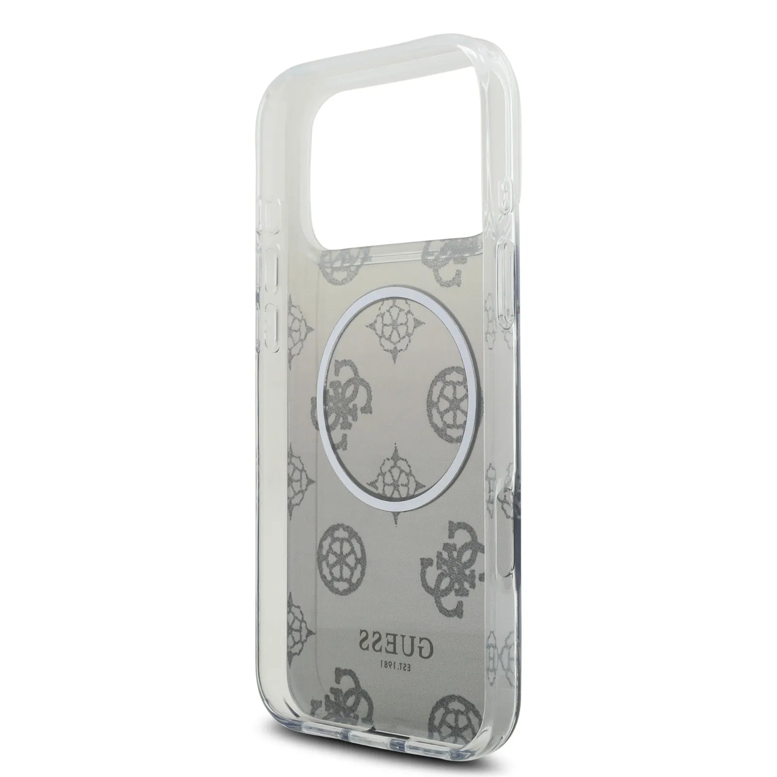 Guess MagSafe PC+TPU Case With Gradient Peony & Glitter Pattern
