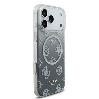 Guess MagSafe PC+TPU Case With Gradient Peony & Glitter Pattern