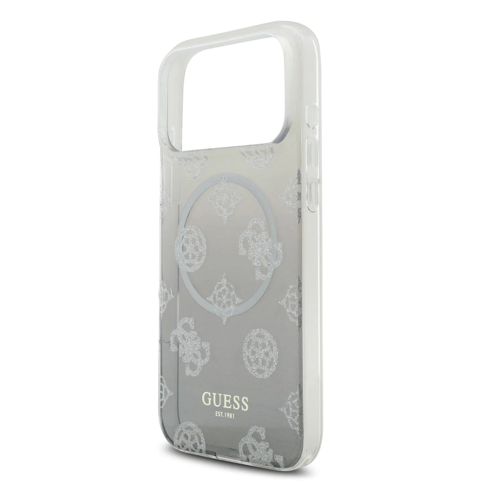 Guess MagSafe PC+TPU Case With Gradient Peony & Glitter Pattern